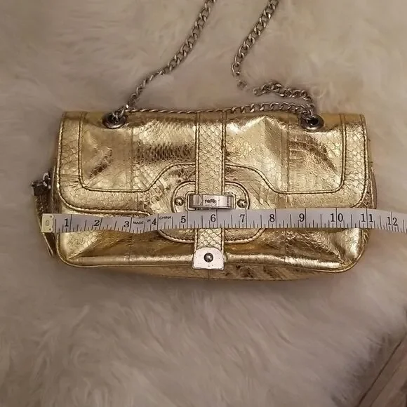 Rafe New York gold embossed faux snake skin chain bag
